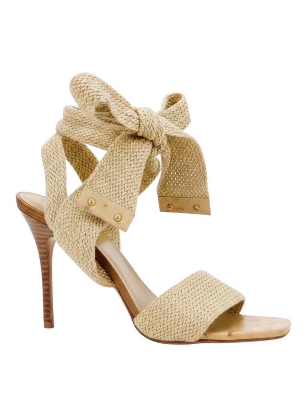 GUCCI TOM FORD Spring 2002 Runway Tan Ostrich Leather Ankle Tie Sandal Vintage